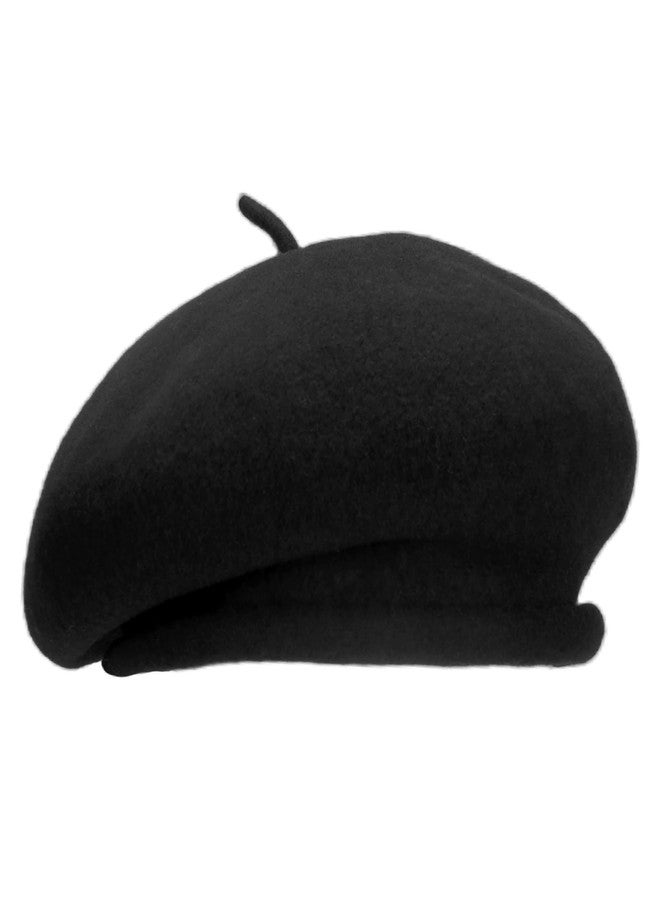 GEMISAN 100% Wool Black Beret Hats for Women Men,Classic French Hat,Adjustable Headband, Handmade Rolled Brim. - Image 1
